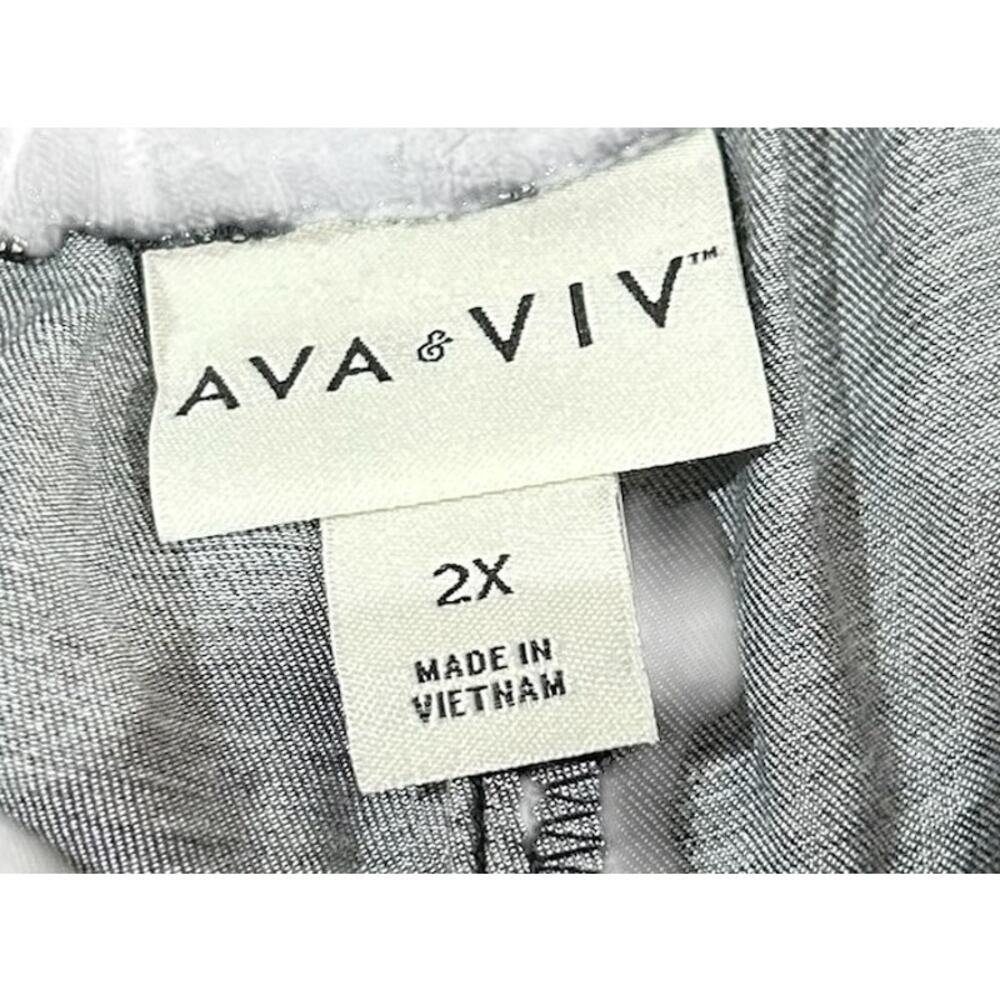 Ava & Viv Elastic Waist Pull On Wide Leg Pants with Tie Belt Plus Size 2X EUC - Picture 2 of 4